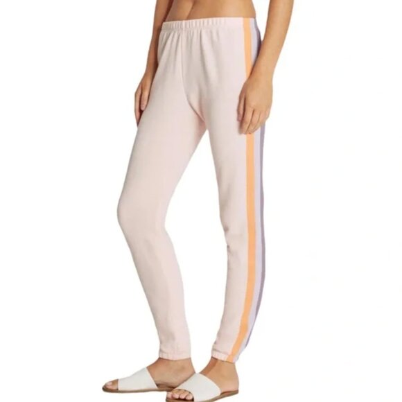 NWT! Wildfox Grapefruit Stripe Knox Sweatpants, XS, Pink Salt - Picture 1 of 6